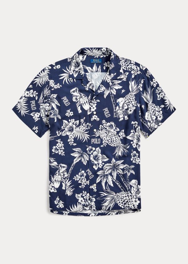 Men's Polo Ralph Lauren Custom Fit Tropical Bear Shirts | 038465MJV